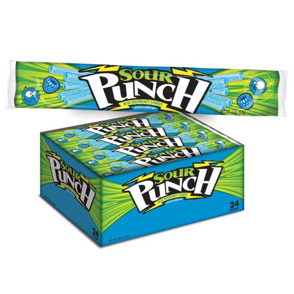 CANDY BAR'S:SOUR PUNCH STRAWS 24CT BLUE RASPBERRY