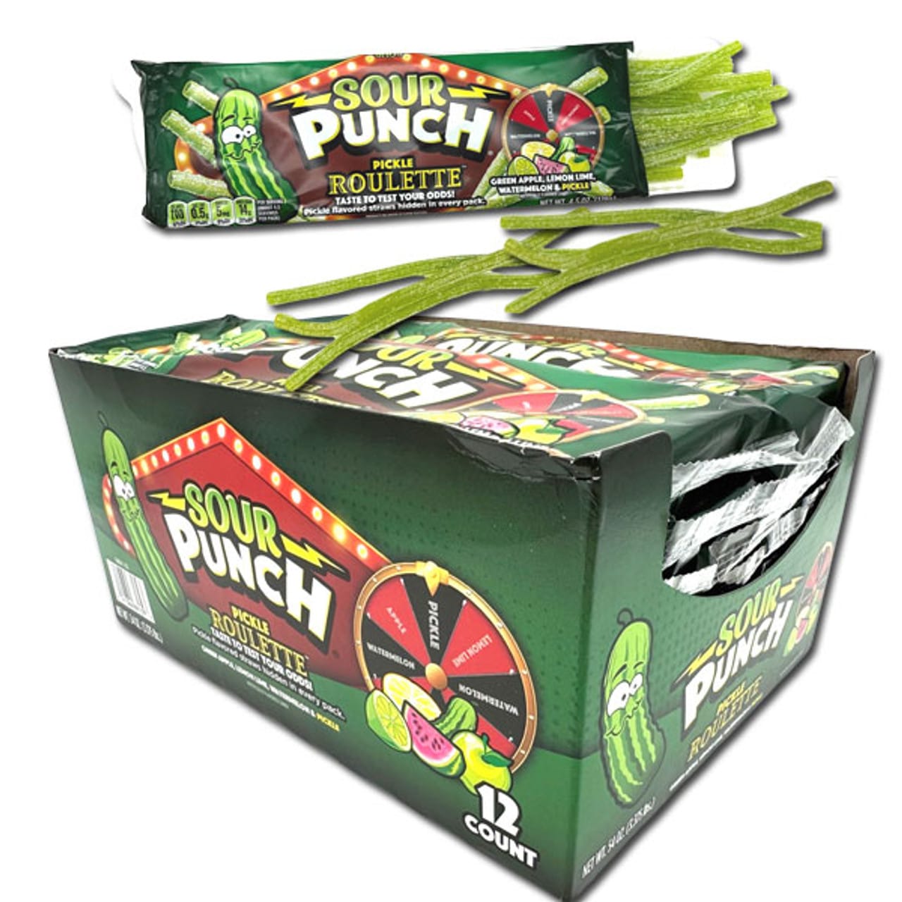 KING SIZE SOUR PUNCH STRAWS 12CT ROULETTE